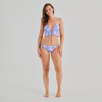 Juniors' Ninety-Nine Smocked Merrow Edge Floral Midkini