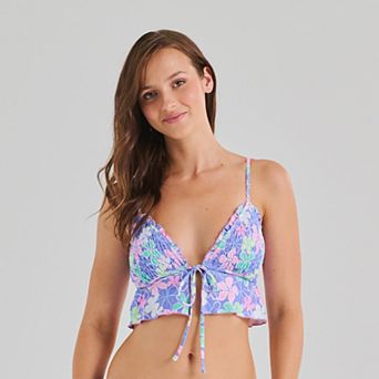 Juniors' Ninety-Nine° Smocked Merrow Edge Floral Midkini