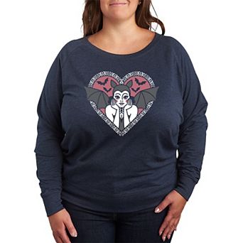 Plus Size Bat Pinup French Terry Long Sleeve Tee