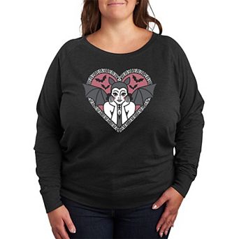 Plus Size Bat Pinup French Terry Long Sleeve Tee
