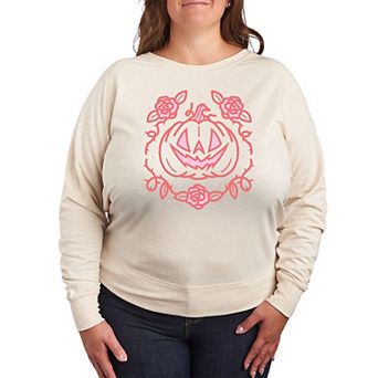 Plus Size Coquette Pumpkin Rose French Terry Long Sleeve Tee