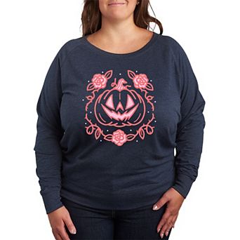 Plus Size Coquette Pumpkin Rose French Terry Long Sleeve Tee