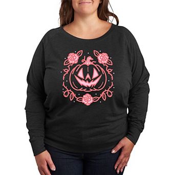 Plus Size Coquette Pumpkin Rose French Terry Long Sleeve Tee