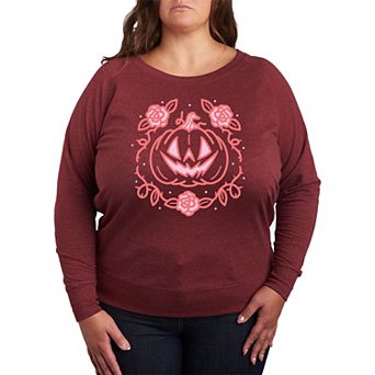 Plus Size Coquette Pumpkin Rose French Terry Long Sleeve Tee