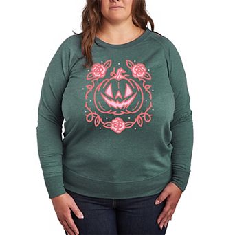 Plus Size Coquette Pumpkin Rose French Terry Long Sleeve Tee