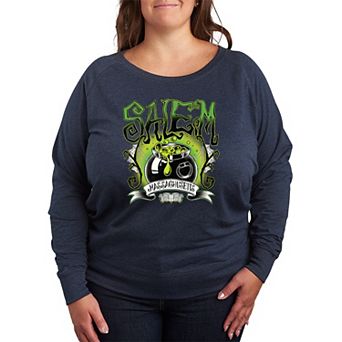 Plus Size Salem Witchy Collegiate French Terry Long Sleeve Tee