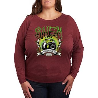 Plus Size Salem Witchy Collegiate French Terry Long Sleeve Tee