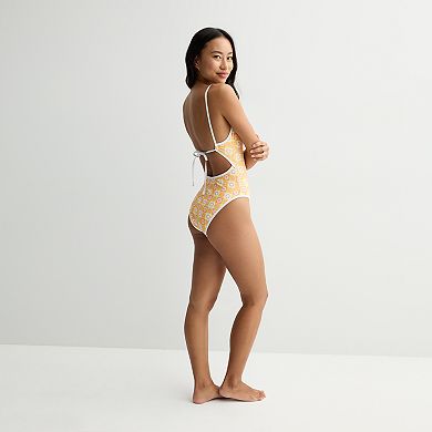 Juniors' Ninety-Nine° Hello Sunshine Scooped One-Piece Swim Suit With Binding