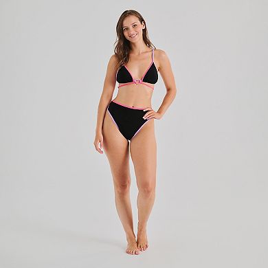 Juniors' Ninety-Nine° Heat Wave Color Block Triangle Swim Top With Binding