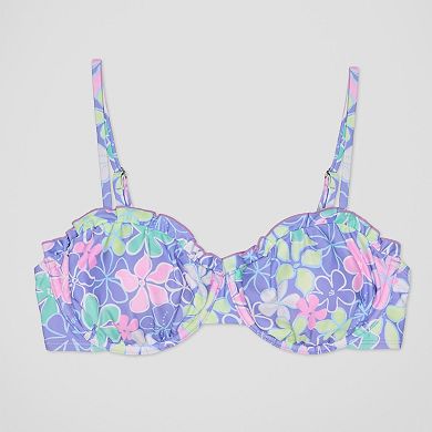 Juniors' Ninety-Nine Aloha Bliss Merrow Edge Underwire Swim Top