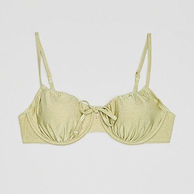 Juniors' Ninety-Nine° Cinch Front Underwire Swim Top