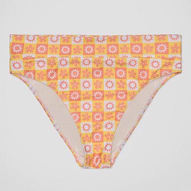 Juniors' Ninety-Nine° Banded High-Waist High Leg Cheeky Swim Bottoms