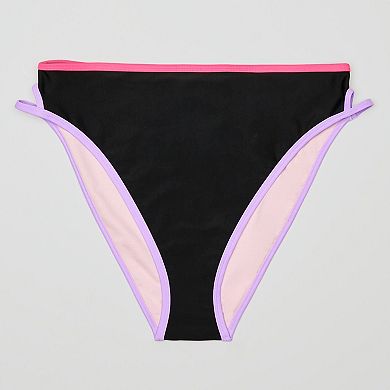 Juniors' Ninety-Nine° High Waist Cutout Cheeky Swim Bottoms