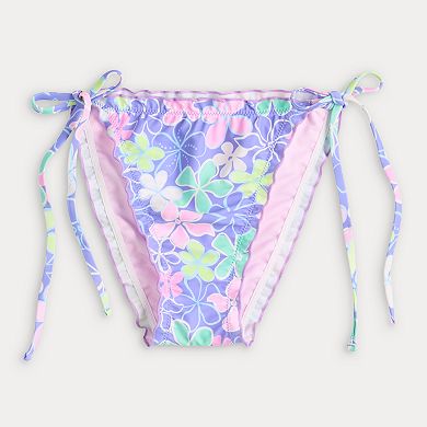 Juniors' Ninety-Nine Degrees Merrow Edge Side Tie Hipster Swim Bottoms