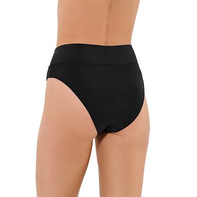 Juniors' Ninety-Nine Cross Over High Leg High Waist Swim Bottoms