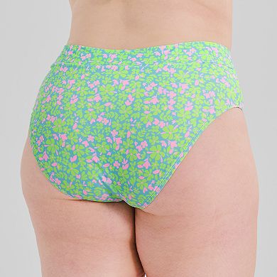 Juniors' Plus Size Ninety-Nine° Banded High-Waist High Leg Swim Bottoms