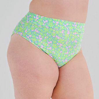 Juniors' Plus Size Ninety-Nine° Banded High-Waist High Leg Swim Bottoms