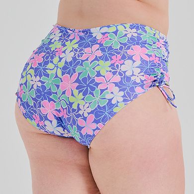 Juniors' Plus Size Ninety-Nine° Tunneled High-Waist Swim Bottoms