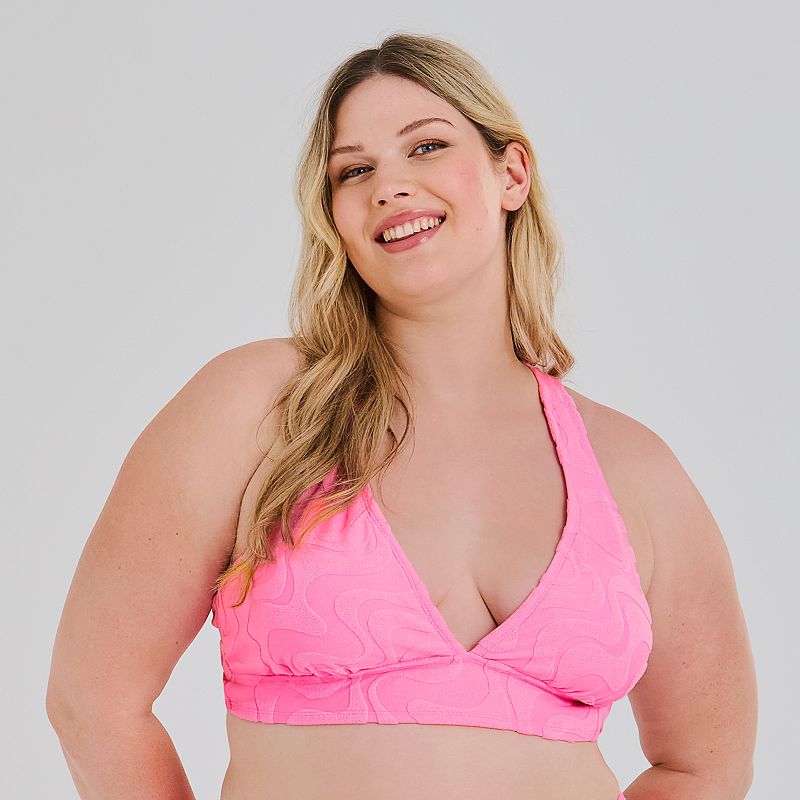 Juniors' Plus Size Ninety-Nine Degrees Tall Tri Bikini Top, Girl's, Size: 1XL, Tropic Punch