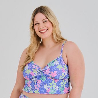 Juniors' Plus Size Ninety-Nine Degrees Micro Ruffle Midkini Swim Top