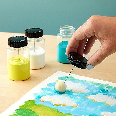 6-pack Clear Bottle Wool Daubers With Ball Brush, Plastic Empty Bottle, 120 Ml