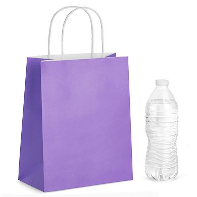 25-pack Purple Gift Bags With Handles - Medium Size Paper Bags (8x3.9x10 In)