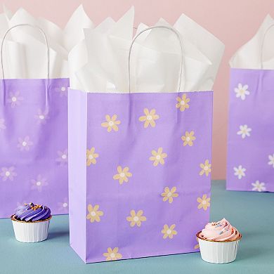 25-pack Purple Gift Bags With Handles - Medium Size Paper Bags (8x3.9x10 In)