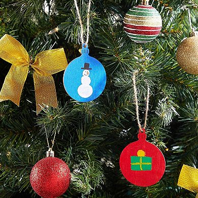 80x Round Wooden Disc For Crafts Diy Christmas Ornaments Hanging Decor 2.7x3.5"