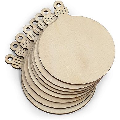 80x Round Wooden Disc For Crafts Diy Christmas Ornaments Hanging Decor 2.7x3.5"