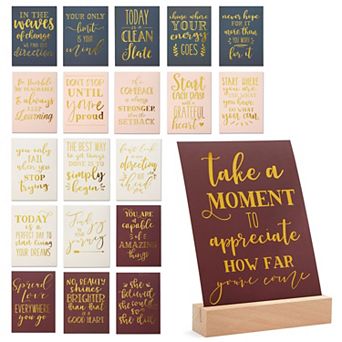 20 Pack Motivational Quotes For Desk With Stand For Women, Teacher, 5 X 7 in