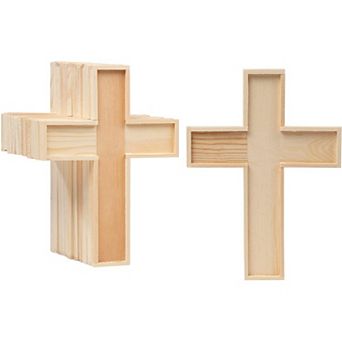 12 Pack Unfinished Wooden Cross Cutouts for DIY School Crafts Easter