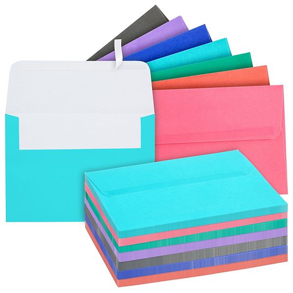 100 Pack Colored Envelopes 5x7 For Mailing, A7 For Invitations
