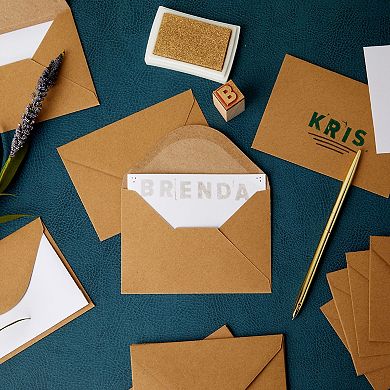 100-count A1 Kraft Paper Invitation Envelopes For Wedding, Party, 3 5/8 X 5 1/8"