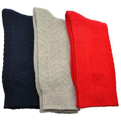 Medium Weight Women's Crew Socks in 3 Pair Pack With Chevron Pattern