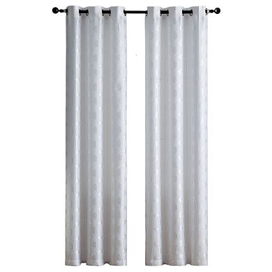 Kate Aurora Contemporary Living 2 Pack Semi Sheer Geometric Grommet Top Curtain Panels
