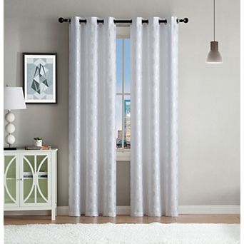 Kate Aurora Contemporary Living 2 Pack Semi Sheer Geometric Grommet Top Curtain Panels