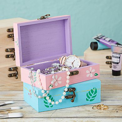 6-pack Unfinished Wooden Boxes For Crafts With Hinged Lids And Clasps, 6x4x2 In