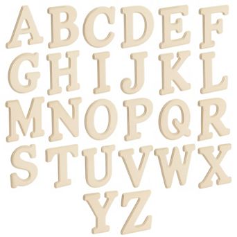 26 pc Wooden Alphabet Letters For Crafts, 6 in Abcs For Painting, 0.1" Thick