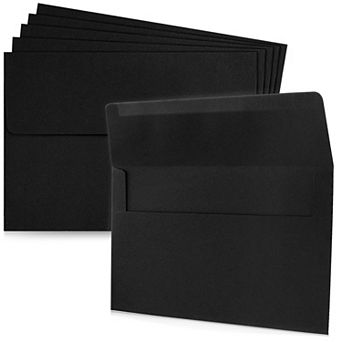 50 Pack Black 5.25x7.25 Envelopes for Invitations, Wedding, Graduation
