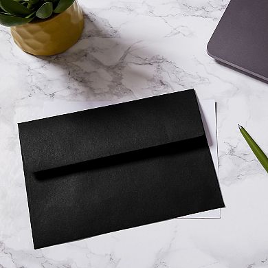 50 Pack Black 5.25x7.25 Envelopes for Invitations, Wedding, Graduation