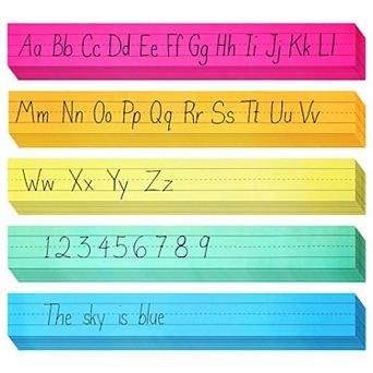 100-pack Lined Colored Sentence Strips For Classroom And Boards, 5 Colors