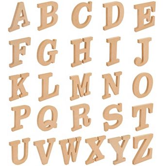 52-count Wooden Alphabet Letters For Diy Craft Home Decor, Natural Color