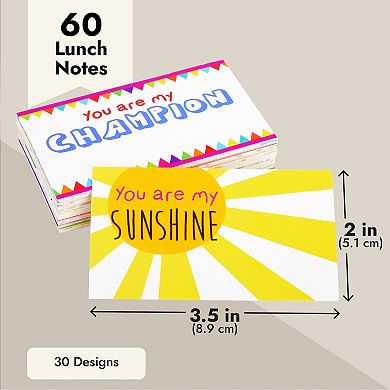 60-pack Motivational Lunch Box Notes For Kids, Inspirational Cards, 30 Designs