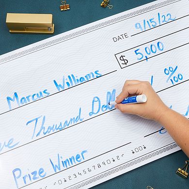 Reusable Big Check For Presentation, Large Oversized Dry Erase Plaque, 30 X 16"