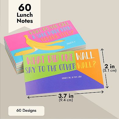 60 Pack Lunch Box Notes For Kids, Joke Cards, 60 Single-sided Designs