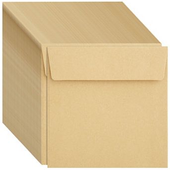 100-pack Kraft Paper Brown 5.5" X 5.5" Square Flap Envelopes For Invites Notes