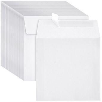50 Pack Square Envelopes, 5.5 X 5.5, For Greeting Cards, Self Adhesive, White