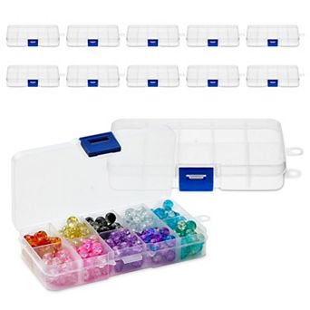 12 Pack Small Clear Storage Containers With Grid For Crafts, Jewelry, 2.5 X 5 in