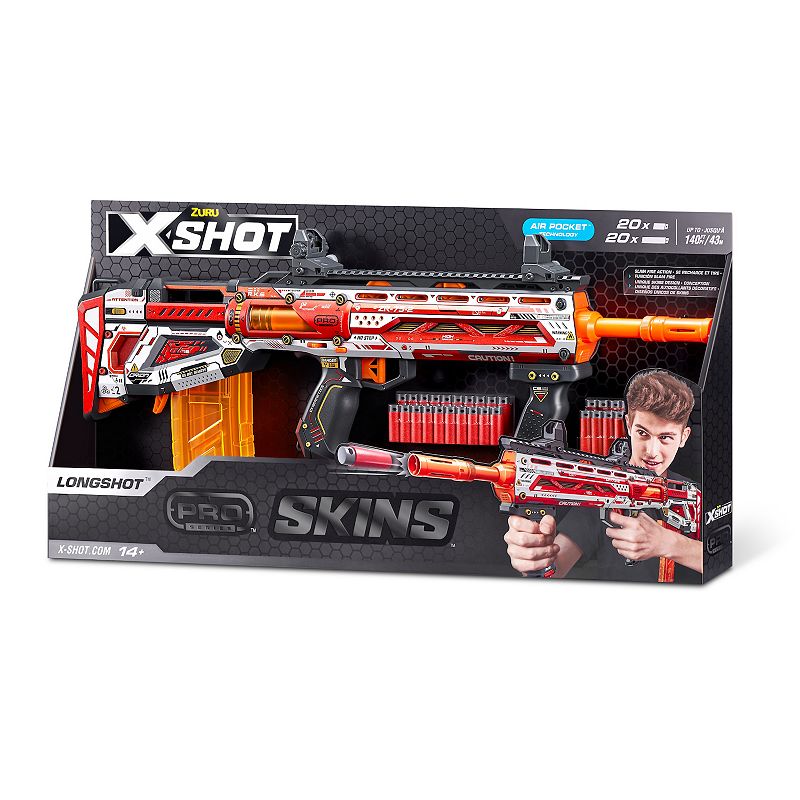 ( incomplete missing darts ) Zuru X-Shot SKINS Pro Series Longshot Foam Blaster with 40 Darts