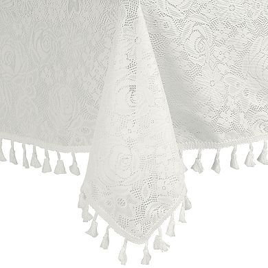 Rectangle Tablecloth Table Cloth With Tassels Wrinkle Free Table Cover Kitchen Dinner Party 53"x87"